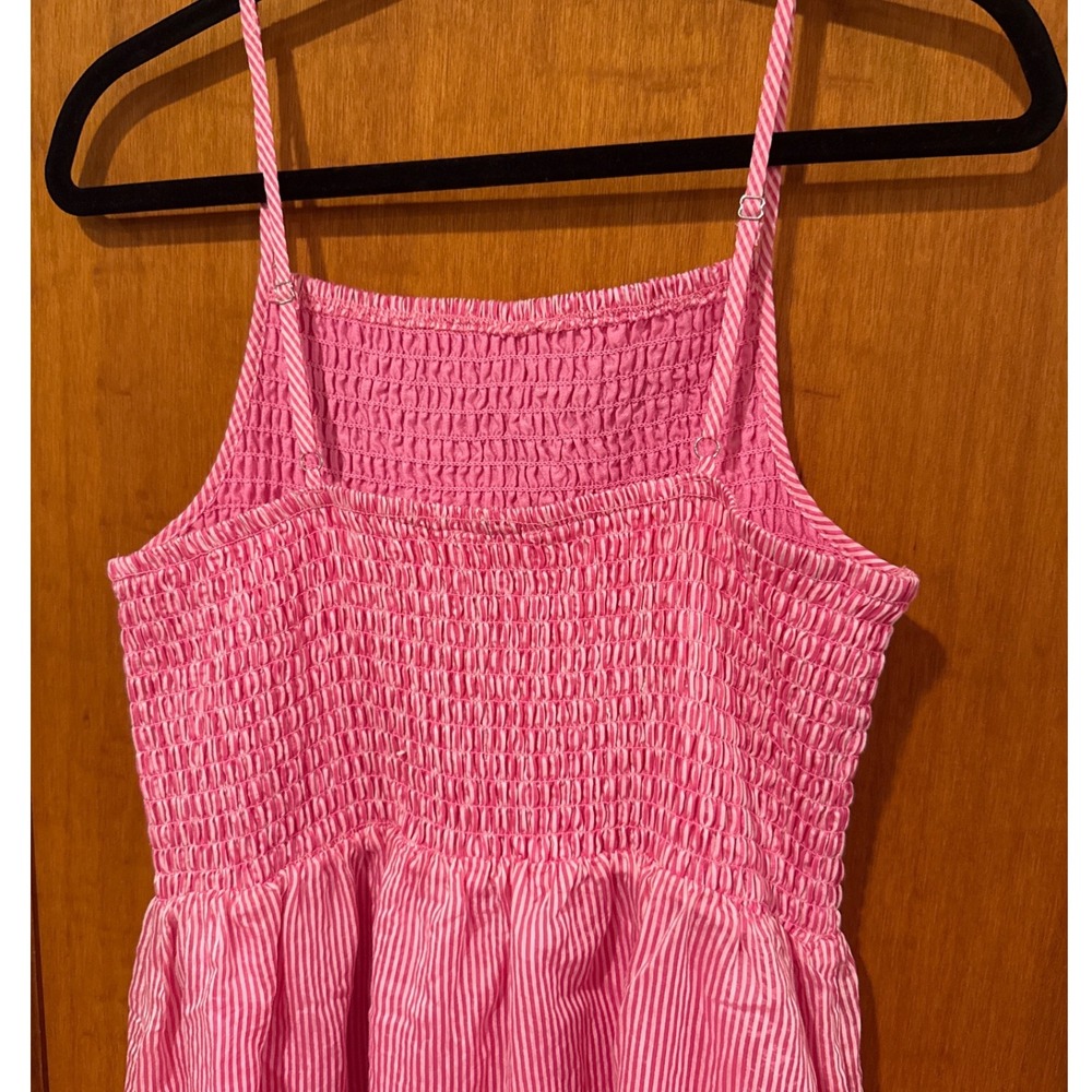 THML dress Large smocked pink white‎ stripe sleeveless layering girlhood beach - Picture 4 of 8